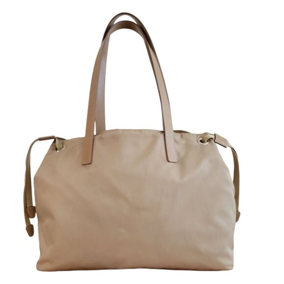Prada Nylon Leather Beige khaki Tote Shoulder Bag Handbag - Picture 2 of 15